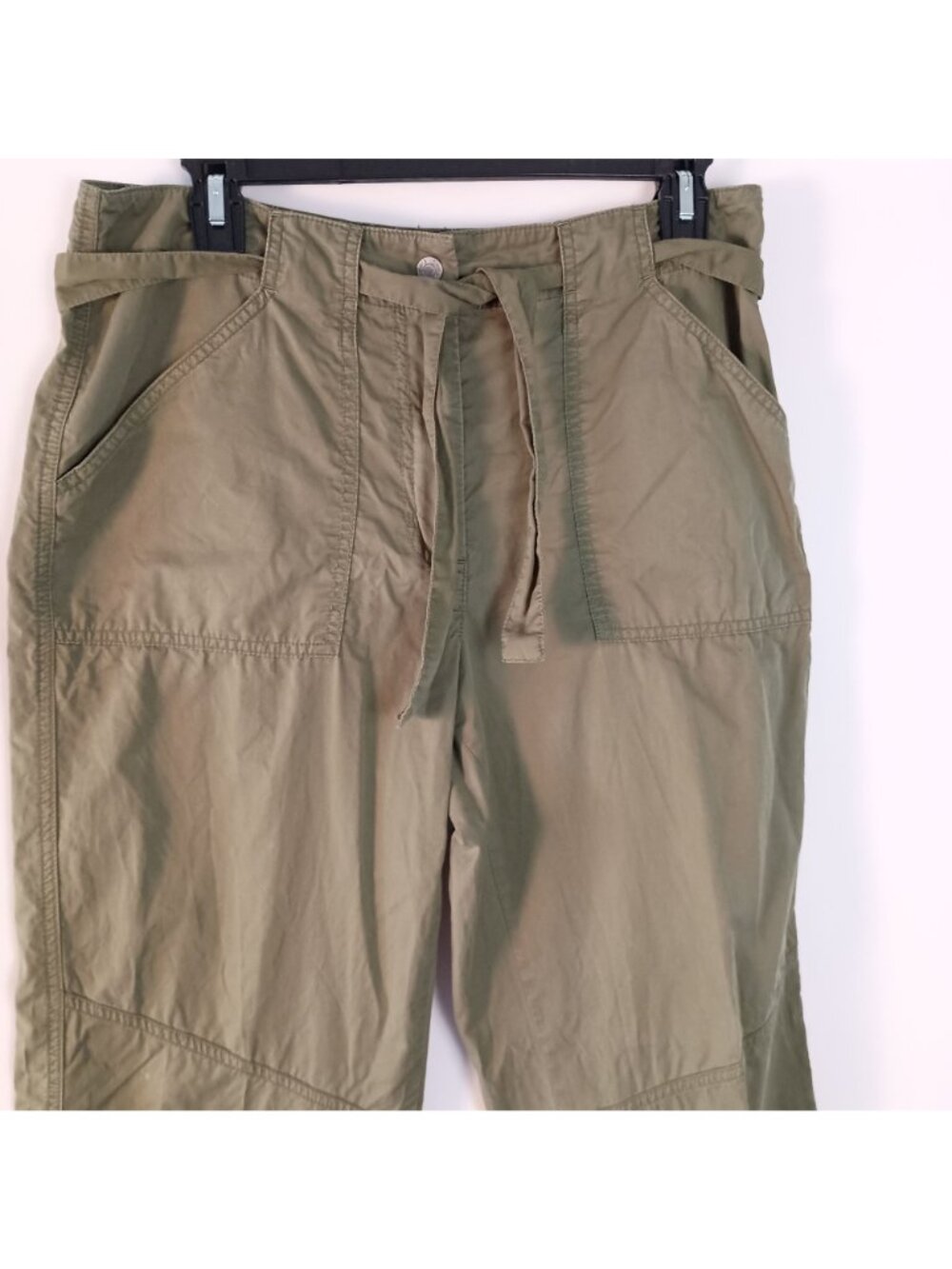 Chico's Green High Rise Straight Leg Pants Belted Women's Size M 10 - Picture 5 of 8